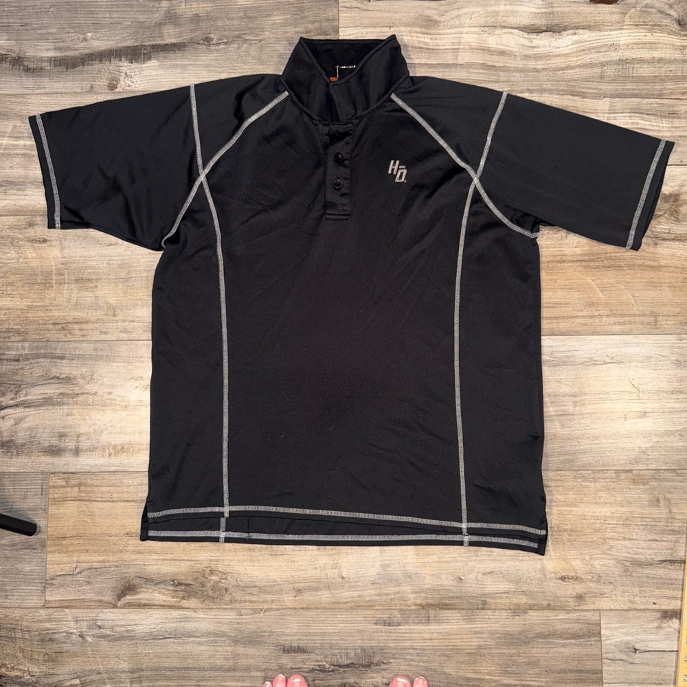 Harley Davidson H-D Performance Polo Mens Large Black Motorcycle Biker Shirt